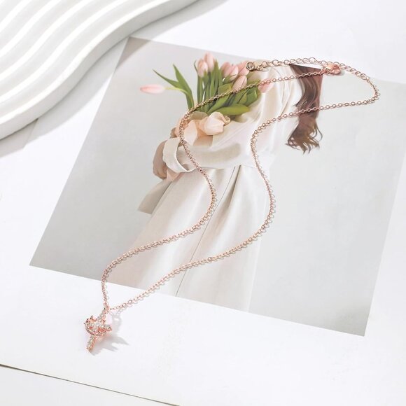 Perfect Gift Women Rose Crown Cross Necklace Gold Silver Plated Faith Jewelry - Picture 7 of 7